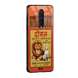 DailyObjects Red & Yellow Dost Matchbox OnePlus 8 Glass Cover image 2