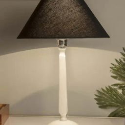 Homesake Glossy White Cubist Aluminium Table Lamp With Black Cone Shade (Bulb Included) - Set of 1-image-3