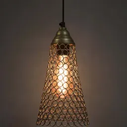 Homesake Golden Cone Shape Pendant Light - Set of 1 (Bulb not included)-12