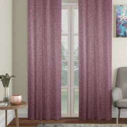 HOSTA HOMES Self Textured Pink Polyester Blackout Door Curtain 7 ft - Set of 2-33
