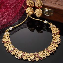 Panash Gold Plated Artificial Stones and Beads Jewellery Set-10