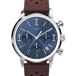 Timex Men Patterned Dial & Leather Straps Analogue Watch TW2W10200UJ-6
