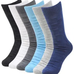 BALENZIA Multicolor Self Design Crew Length/Calf Length Socks - Pack of 6-image-75