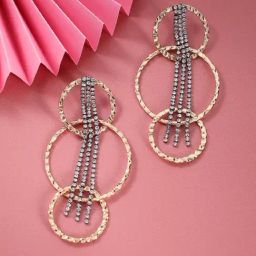 Sohi women's gold & silver bling halo drop earrings-image-21