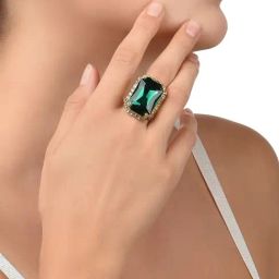 Zaveri Pearls Green Crystal Shine Stone Party Bling Contemporary Adjustable Finger Ring-ZPFK10009-40