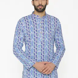 Wintage Men Blue Printed Straight Kurta-image-63