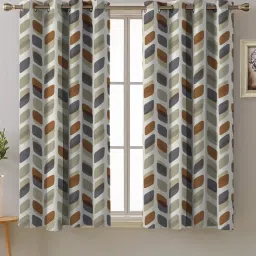 SPACES DRAPE STORY Elegent Multicolor Polyester 5 ft Window Curtain - Set of 2 image 1