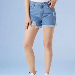 Miss Chase Blue Relaxed Fit Shorts-picture-46