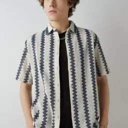 Bewakoof White Relaxed Fit Self Pattern Shirt-image-36