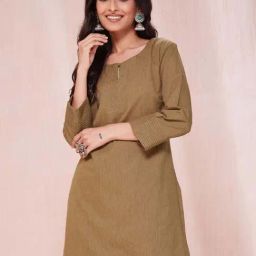 Fabindia Brown Cotton Woven Pattern Straight Short Kurti-image-62