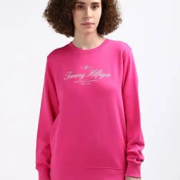 TOMMY HILFIGER Pink Cotton Graphic Print Sweatshirt-image-85