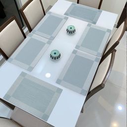 HOKIPO Set Of 6 Textured & Colourblocked Washable Table Placemats-13