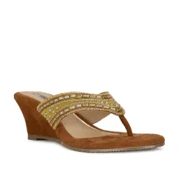 Bata Women's CANDACE E 23 Brown Thong Wedges-image-21