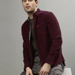 Iconic Men Textured Regular Fit Cotton Shirt-image-82