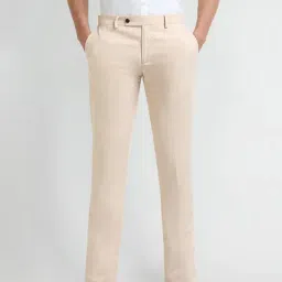 Arrow Beige Relaxed fit Solid Trousers-picture-3