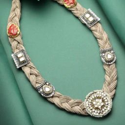 Moedbuille Meenakari Work Antique Design Oxidised Silver Plated Handcrafted Bohemian Jute Necklace-image-97