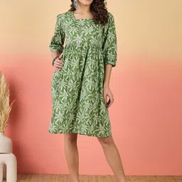 Sangria Printed Pure Cotton Fit & Flare Above Knee Dress-image-31