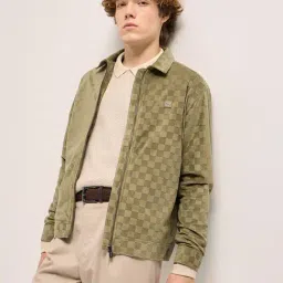 The Bear House Green Polyester Regular Fit Textured Casual Jacket-image-5