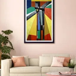 999store Yellow & Orange Abstract Printed Canvas Painting-5