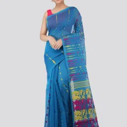 Pinkloom Blue Woven Jamdani Saree-image-72