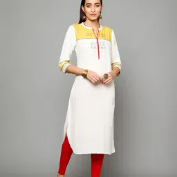 paislei White Embroidered A Line Kurta-35