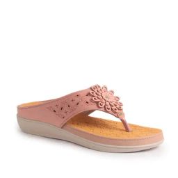 Fausto Women's Floral Design Pink Thong Wedges-image-87