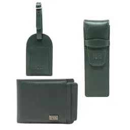 Tohl Marvao Green Casual Leather Bi-Fold Wallet,Keychain & Pen Holder Set for Men-33