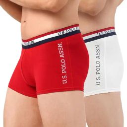 U.S. Polo Assn. Red & White Cotton Regular Fit Trunks - Pack Of 2-picture-38