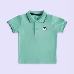Pantaloons Baby Sea Green Cotton Regular Fit Polo T-Shirt-image-60