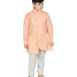 SG Yuvraj Kids Peach Regular Fit Kurta Set-image-8