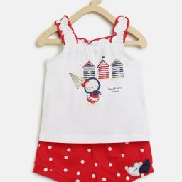Chicco Kids White & Red Printed Top with Shorts-image-38