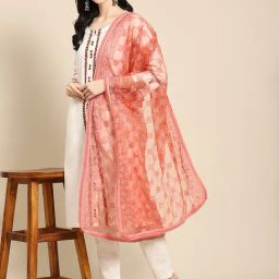 Saadgi Orange Embroidered Dupatta-image-52