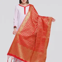 Satrani Red Woven Pattern Dupatta-image-35