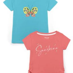 HELLCAT Turquoise & Pink Printed T-Shirt (Pack Of 2)-image-22