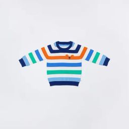 H by Hamleys Infants Boys White Striped Full Sleeves Sweater-image-19