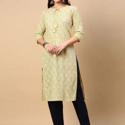 SHOWOFF Green Floral Print Kurta-21