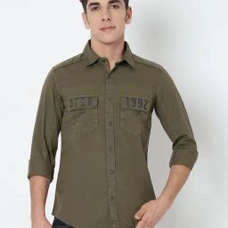 Spykar Olive Regular Fit Shirt-image-8