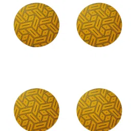 Crayton Yellow Wooden Abstract Printed Round Coasters - Set of 4 image 2
