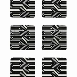 Crayton Black Wooden Geometric Printed Square Coasters with Holder - Set of 6 image 2