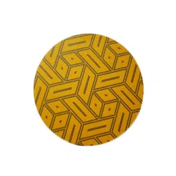 Crayton Yellow Wooden Abstract Printed Round Coasters - Set of 4 image 3