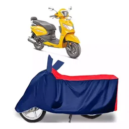 Auto Pearl Polyester Two Wheeler Cover for Hero Pleasure Plus (Red Blue)-picture-32