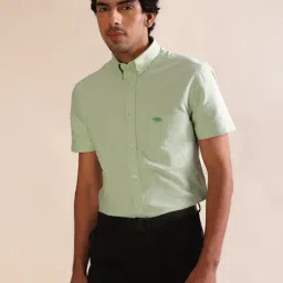 ANDAMEN Light Green Regular Fit Cotton Shirt-image-33