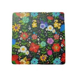 Crayton Multicolor Wooden Floral Printed Square Coasters with Holder - Set of 6 image 3