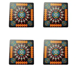 Crayton Black Wooden Geometric Printed Square Coasters - Set of 4 image 2