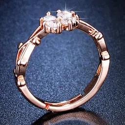 Designs & You Rose Gold-Plated American Diamond Studded Adjustable Finger Ring-23