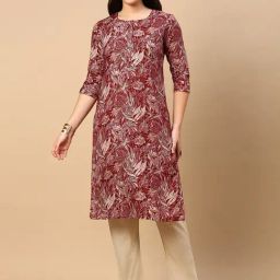 SHOWOFF Red Floral Print Kurta-27