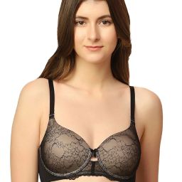 Triumph Black Self Design Non-Wired Medium Coverage Bralette Bra image 1