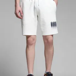 Jack & Jones White Cotton Regular Fit Printed Shorts-picture-0