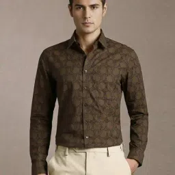 Louis Philippe Brown Cotton Slim Fit Printed Shirt-picture-37