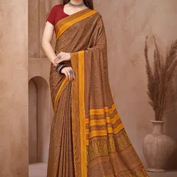LeeliPeeri Designer Geometric Print Poly Crepe Saree-image-60